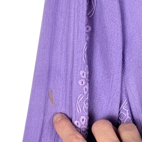 Free People Kiss Kiss Embroidered Purple Amethyst Eyelet Tunic Dress Size Medium - Picture 12 of 15